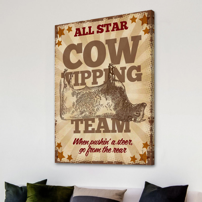 Cows Tipping - Wrapped Canvas Print, 46 cm H x 30 cm W