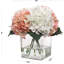 Ensemble de 8 arrangements d'hortensias roses et blancs | Faux fleurs dans des vases en verre avec un aspect d'eau - Décoration en vrac pour les événements et les maisons