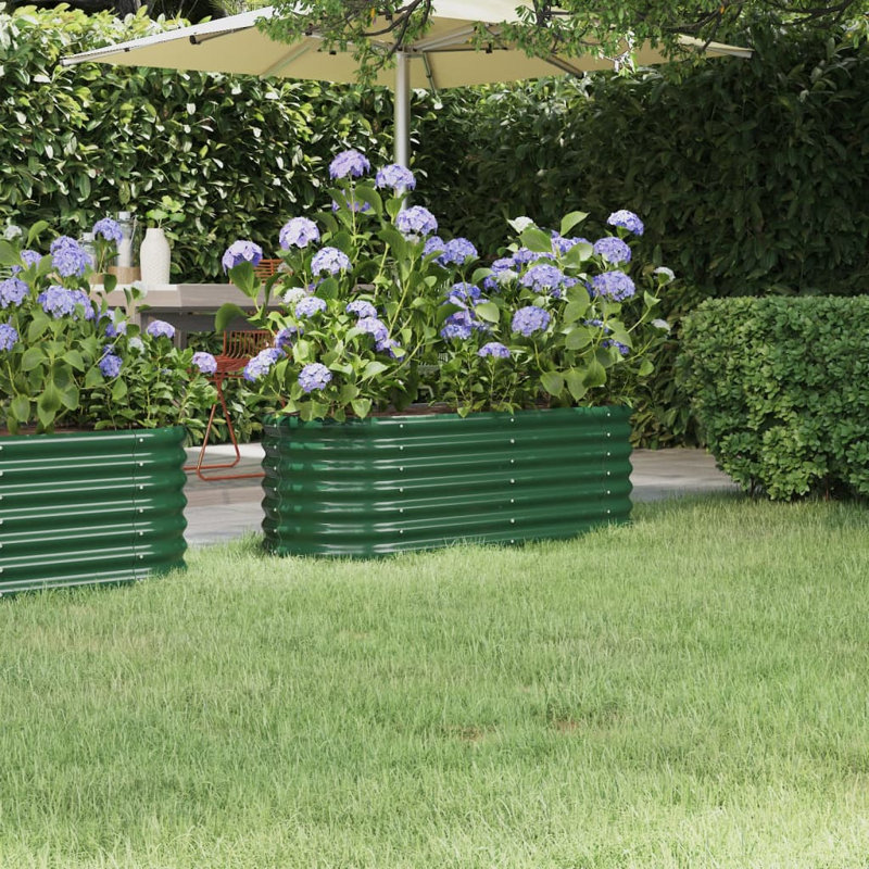 Garden Raised Bed Powder-coated Steel, 36 cm x 373cm x 140cm, Green