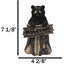 Ours noir forêt fantaisiste sur une bûche d'arbre tenant une figurine de planche de bienvenue 7 po H