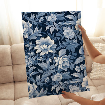 «Botanical Navy», style William Morris, motif damassé I, reproduction d'art classique sans cadre