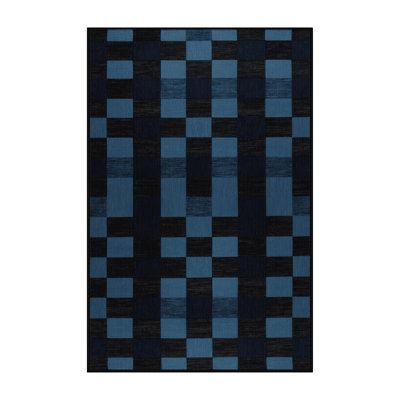 Machine Washable Checkered Gray Area Rug