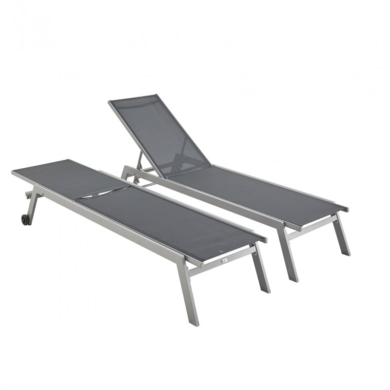 Alekper 168cm Long Reclining Chaise Lounge Set, Anthracite/Grey