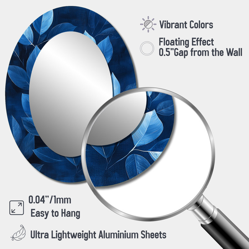 Miroir mural ovale bleu marine, 40 po x 30 po