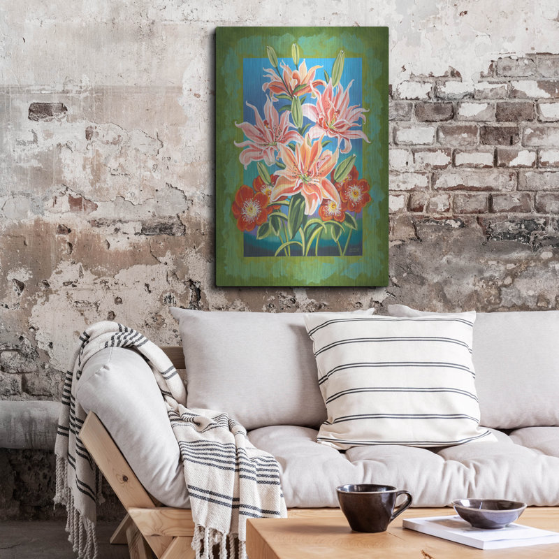 Art mural en métal Red Barrel Studio® «Bouquet In Border 2» par Carolee Vitaletti, H 36 po x l 24 po