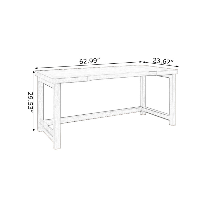 Bureaux rectangulaires en bois massif brun clair, H 29,53 po x l 62,99 po x P 23,62 po