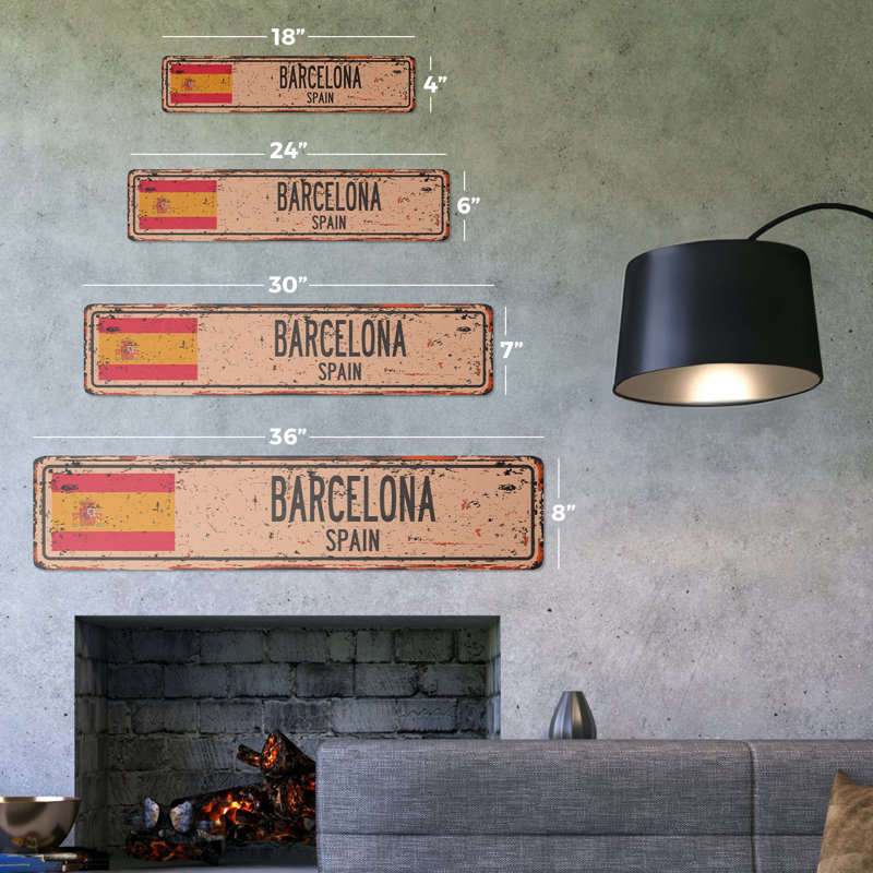 Plaque de rue Barcelona Es aluminium 7 po x 30 po
