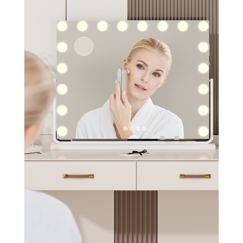 Denas Rectangle Mirror with Hooks, 64.5cm H x 83cm W