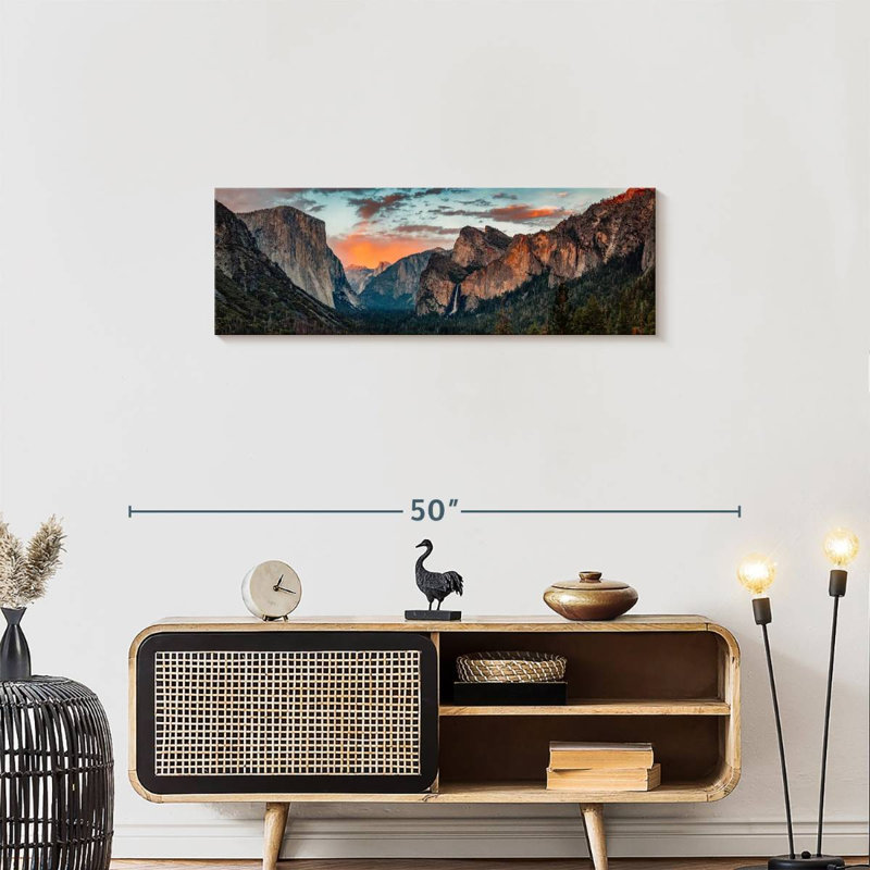 Yosemite Sunset Splendor sur impression sur toile, H 12 po x l 36 po x P 1,25 po