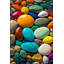 Tapis multicolore à motif de cailloux lavable à la machine-119076434