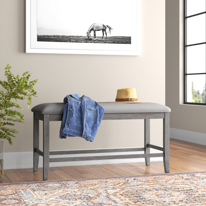 Barneveld Polyester Upholstered Bench, Gray