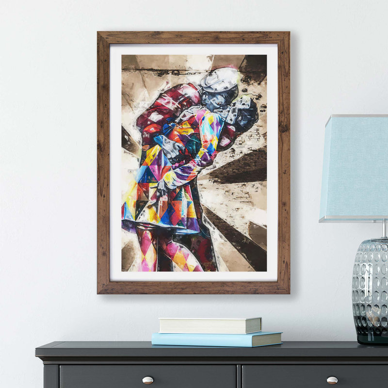 V-J Day In Times Square WW2 Kiss - Single Picture Frame Print, 62cm H x 87cm W x 2cm D, Walnut