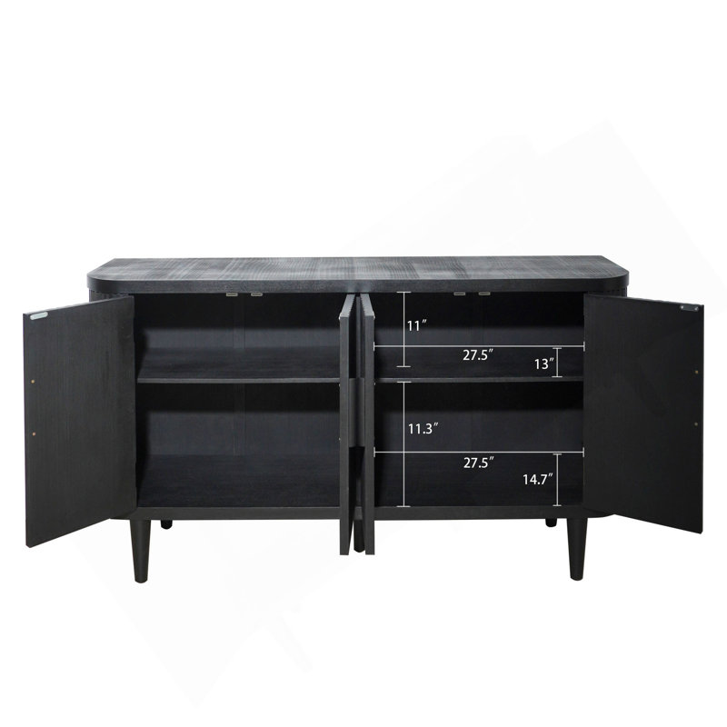 Armoire de rangement décorative, armoire d'appoint moderne avec tablettes réglables, buffet autoportant avec quatre portes, armoire décorative avec 4 portes pour le couloir du salon