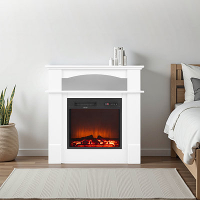 33 Inch White Freestanding Electric Fireplace With Adjustable Flames, Timer, Remote, Ideal For Living Room And Bedroom Stove, 1500W 5120Btu, Realistic 3D