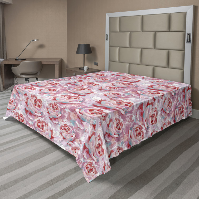 Ambesonne, drap plat floral pivoines, art botanique printanier