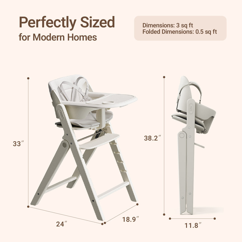 Convertible Baby Feeding Dining Chair With Removable Tray, White