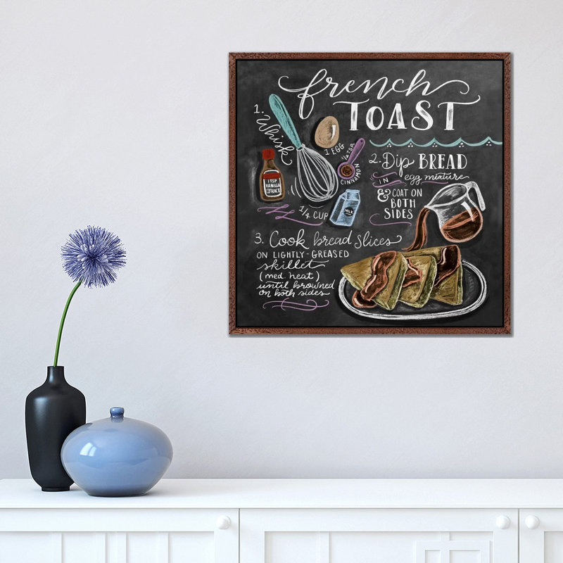 French Toast Recipe - Print on Canvas, Classic Brown Wood Floater Framed, 45.72cm H x 45.72cm W x 3.81cm D