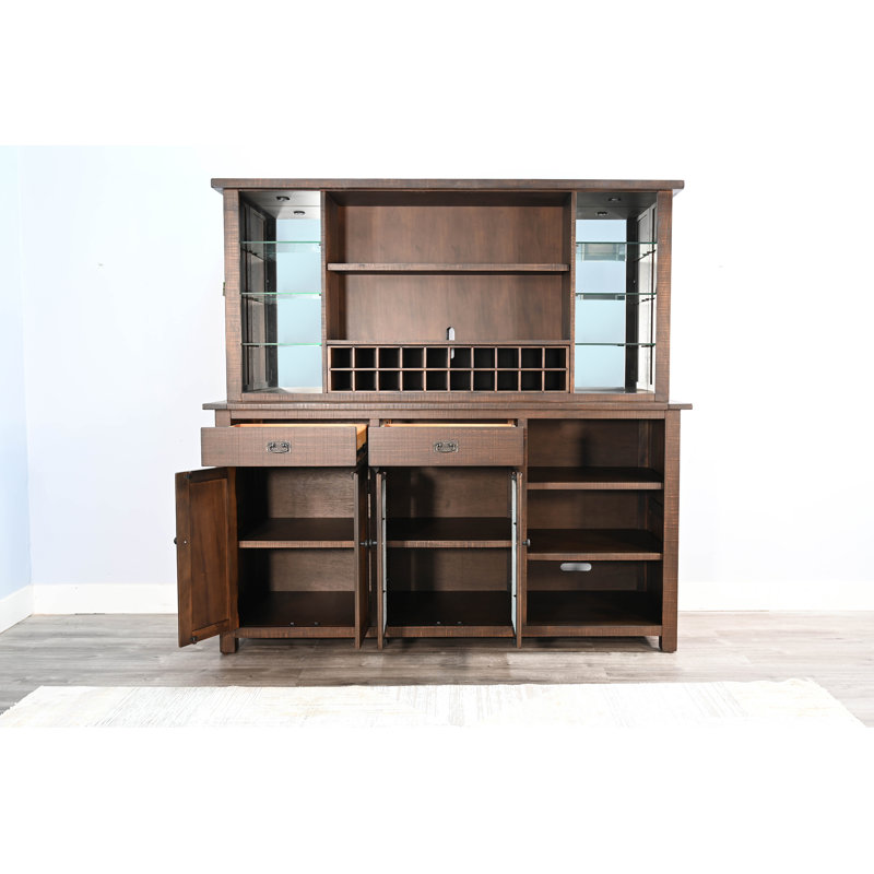 Karg 82.5'' Solid Wood Bar Cabinet, Dark Brown