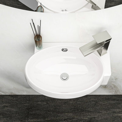 16X11 Inch Ceramic Wall Mount Bathroom Sink, White, Stain , Mounting Hardware Included Mounted 16.5L" X 11"W, To Stains And