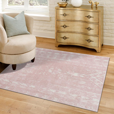 Tapis rose / blanc Gustafson
