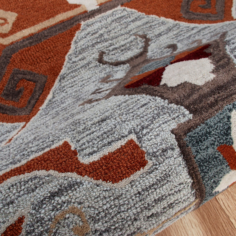 Adriennie Hand Tufted Wool Southwestern Indoor Rug, Round 6'