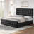 Bed Frame With Headboard And 4 Storage Drawers, Platform Bed Frame Square Stitched Button Tufted-1669489732-1669489728