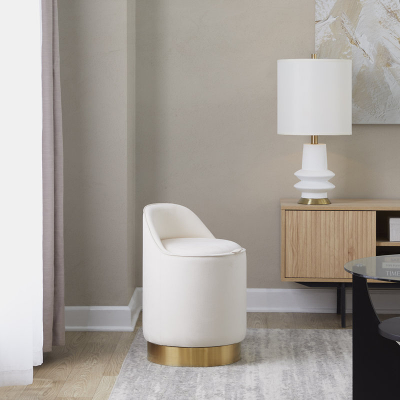 Tabouret de coiffeuse 18 po Callum, Crème, crème