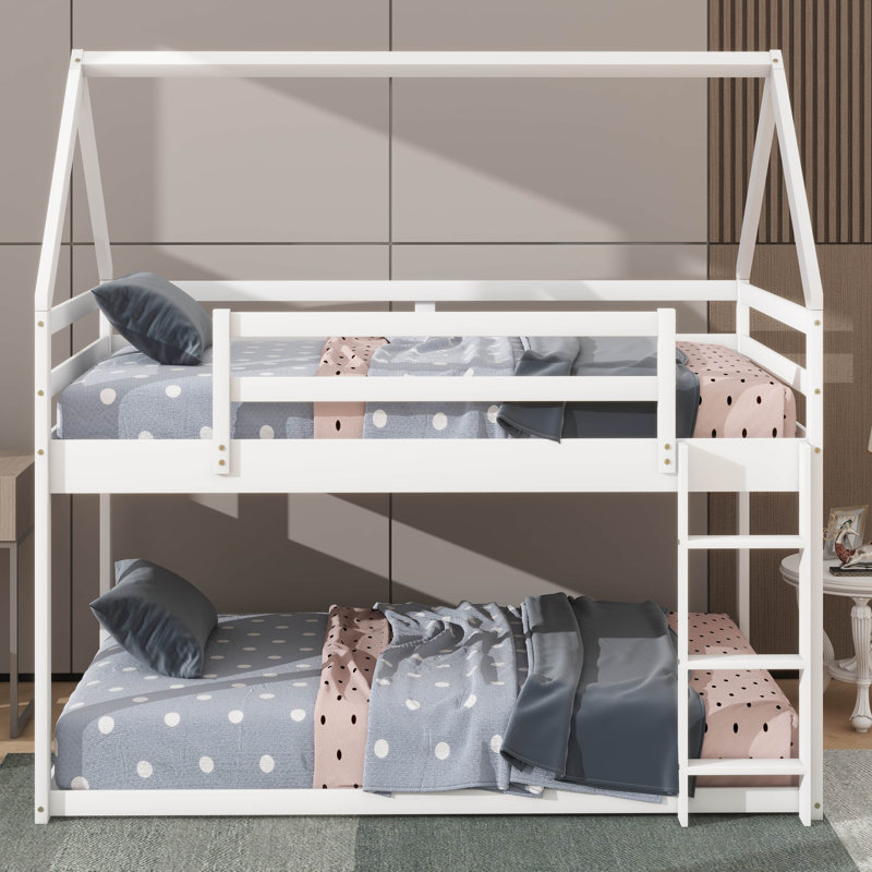 Kids Twin Over Twin Bunk Bed, White