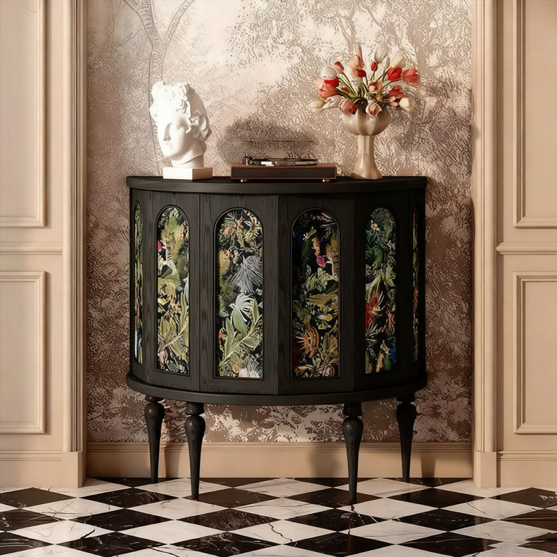 Modern Black Solid Wood Accent Cabinet, 33.46" H x 39.37" W x 19.69" D