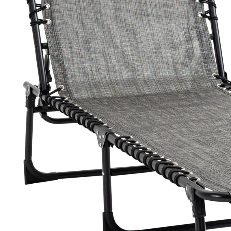 Outsunny Reclining Chaise Lounge Chair, Portable Sun Lounger, Folding Camping Cot, With Adjustable Backrest And Removable Pillow, For Patio, Garden, Beach