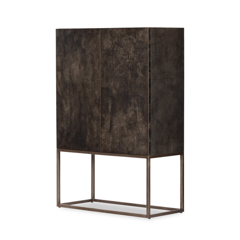 Roman Bar Cabinet, Antiqued Brass Aluminum