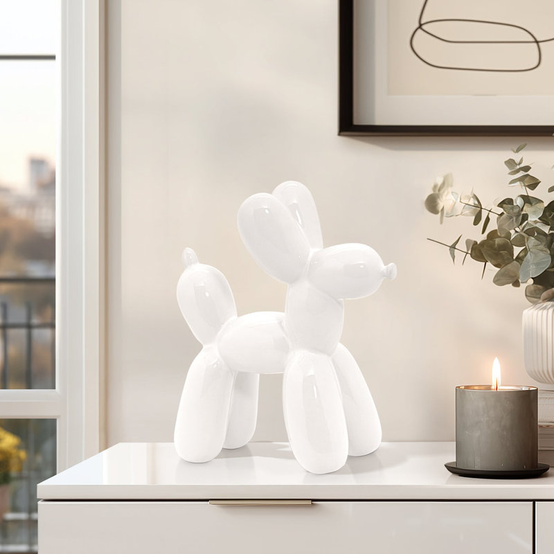 Parker 8" White Ceramic Balloon Dog Sculpture