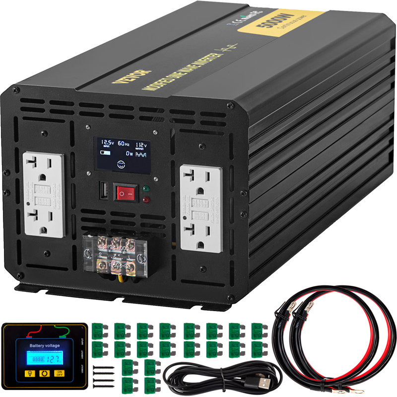 Power Inverter, 5000W Modified Sine Wave Inverter, DC 12V to AC