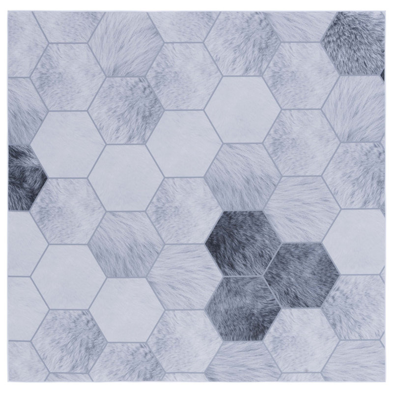 Brehea Performance Machine Washable Geometric Rug, Square 6'