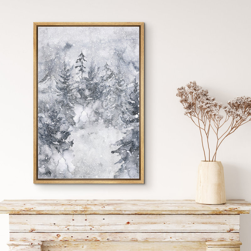 Abstrait, gris, forêt d'hiver, paysage, campagne, vacances encadrées, art mural, Naturel, H 36 po x l 24 po
