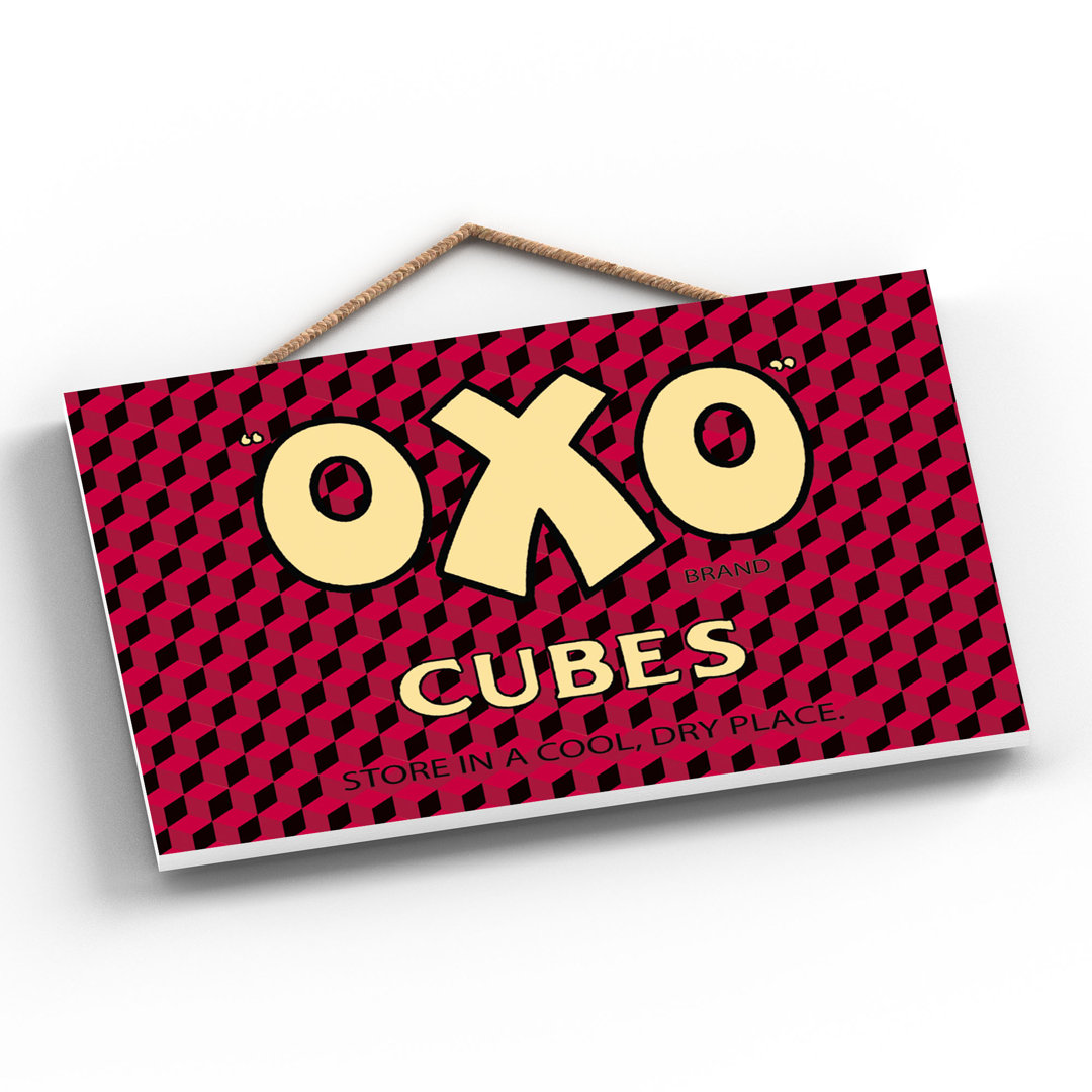 Oxo Cubes Vintage Retro Poster Design On Wooden Plaque