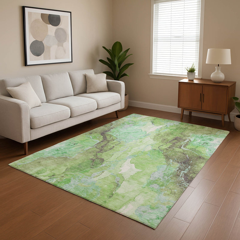 Tapis abstrait lavable à la machine de qualité supérieure Verlin AMF1785, Rectangle 10 pi x 14 pi