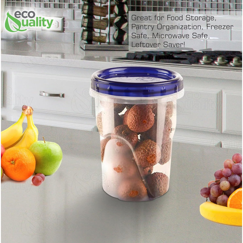  Rangement pour aliments 32 oz en plastique transparent avec couvercles Twist & Seal - hermétiques, réutilisables et étanches - pour la préparation des repas, le déjeuner et les collations (72)