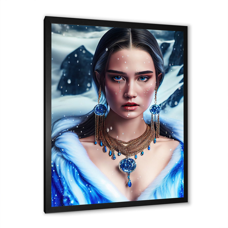 «Silver Ice And Blue Archangel VI», impression sur toile, Impression noire sur toile encadrée, H 32 po x l 16 po x P 1 po