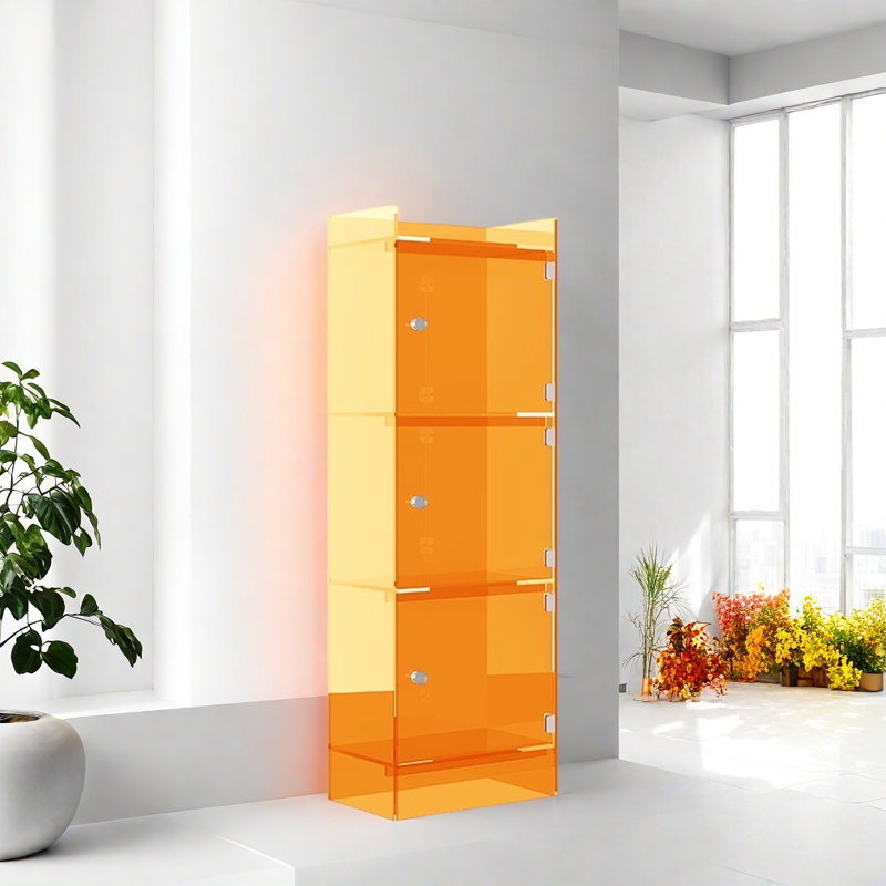 Simple and Creative Storage Bookcase, (4 Shelves) 46.4"H x 15.7"W x 9.8"D, Orange