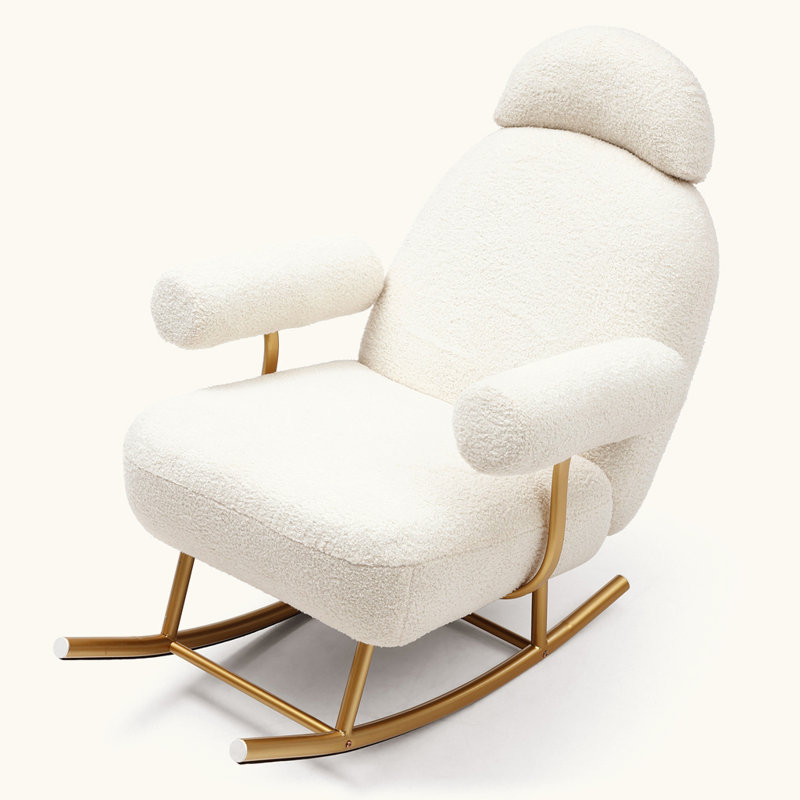 Chaise berçante moderne en tissu Sherpa, Beige