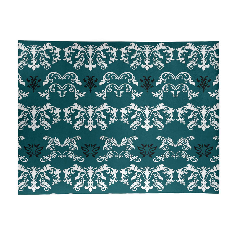 Tapis vert / blanc Damask, Rectangle 8 pi x 10 pi
