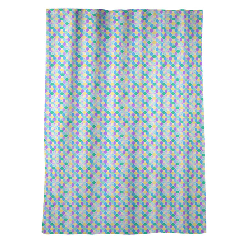 Panneau de rideau simple occultant et isolant avec passe-tringle vitrail window Avicia, Bleu / vert / jaune
