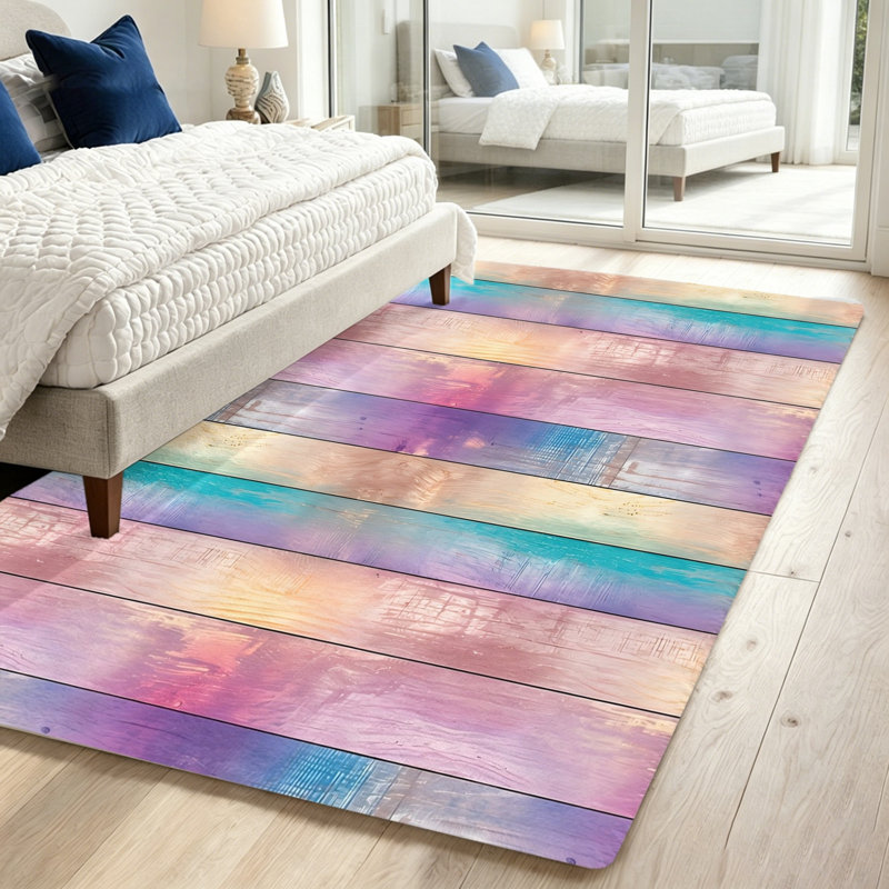 Colorful Wood Plank Area Rug, Home Decor, Living Room and Accessories, Bedroom, Unique, Wall, Rugs for, Farmhouse