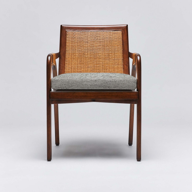 Delray Upholstered Arm Chair, Chestnut, Hemp Loop