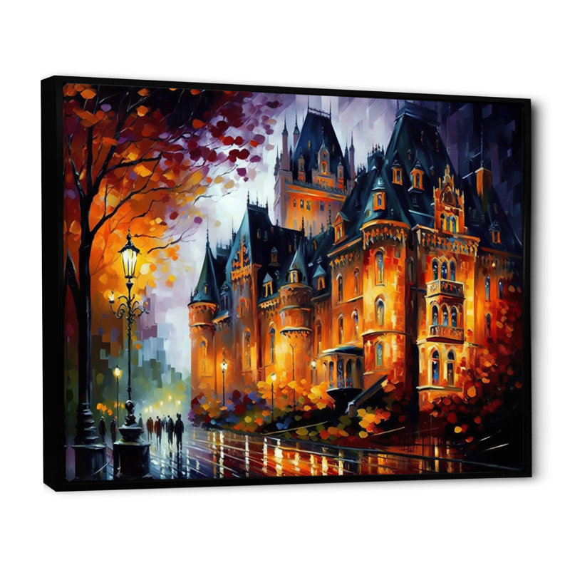 «Chateau Frontenac in Winter III», reproduction sur toile, L 20 po x H 12 po, Toile avec cadre flottant noir