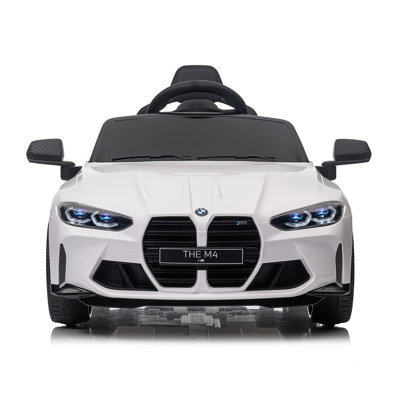 Bmw M4 12V Ride On Toy Car 2,4G avec télécommande pour les parents, réglable à trois vitesses, affichage de puissance, USB, MP3, Bluetooth, lumière DEL, histoire, une poignée avec roues et une poignée, facile à transporter