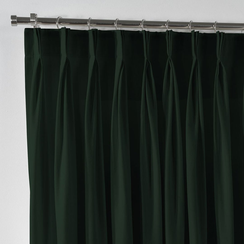 Pinch Pleated Room Darkening Extra Long & Extra Wide Decorative Curtain - Single Panel, 65cm Width x 265cm Drop, Dark Green