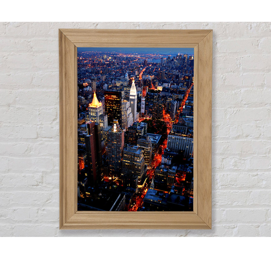 Nyc Ariel View City Lights Gerahmter Druck