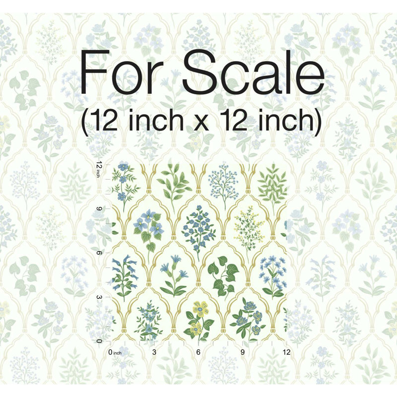 Papier peint 27 pi x 27 po Hawthorne, Bleu/vert
